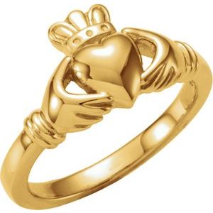 14K Yellow Claddagh Ring