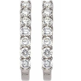 1 CTW Diamond J-Hoop Earrings