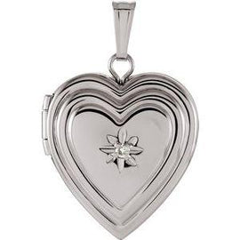 15 mm .010 CTW Diamond Heart Locket
