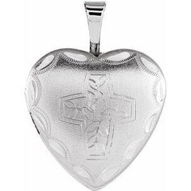 16.25x15.75 mm Cross & Dove Heart Locket