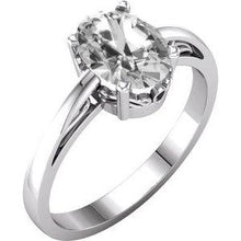 Load image into Gallery viewer, 8x6 mm Oval Forever One™ Moissanite Scroll Setting® Ring
