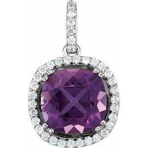 Amethyst & 3/8 CTW Diamond Pendant