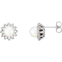 Load image into Gallery viewer, Akoya Cultured Pearl &amp; 1/3 CTW Diamond Earrings
