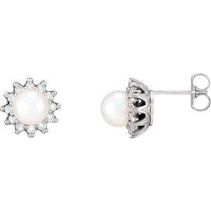 Akoya Cultured Pearl & 1/3 CTW Diamond Earrings