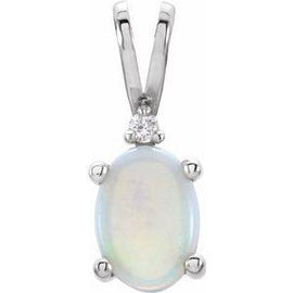 7x5 mm Oval 4-Prong Accented Cabochon Pendant Mounting