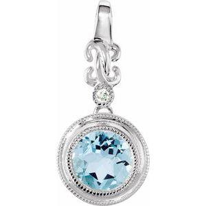 Aquamarine & .01 CTW Diamond Pendant