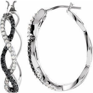 1/2 CTW Black Diamond Hoop Earrings