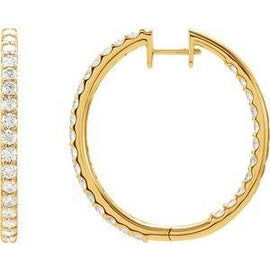 3 CTW Diamond Inside-Outside Hinged 35.3 mm Hoop Earrings