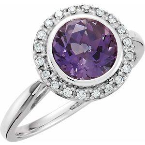 Amethyst & 1/8 CTW Diamond Ring