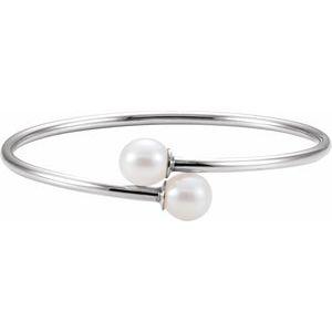 9.5 mm White Pearl Flexible Bangle Bracelet