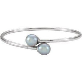 9.5 mm White Pearl Flexible Bangle Bracelet
