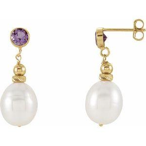 Freshwater Pearl & Amethyst Earrings