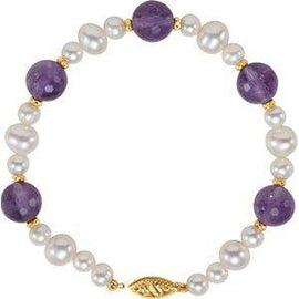 Freshwater Cultured Pearl & Amethyst 7.5