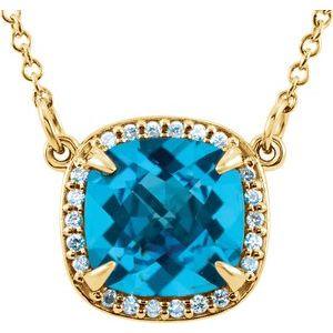 Swiss Blue Topaz & .06 CTW Diamond 16