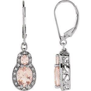 Morganite & 1/6 CTW Diamond Earrings