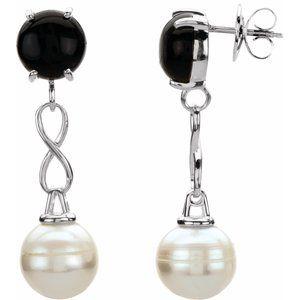 Onyx & Freshwater Cultured Pearl Earrings