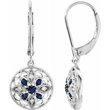 Load image into Gallery viewer, Sapphire &amp; .07 CTW Diamond Earrings
