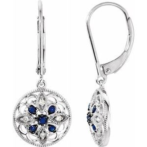 Sapphire & .07 CTW Diamond Earrings
