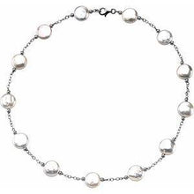 Load image into Gallery viewer, 12-13 mm Freshwater Cultured White Coin Pearl Station 18&quot; Necklace
