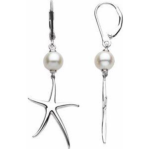 Pearl Starfish Lever Back Earrings