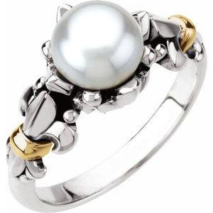 White Freshwater Cultured Pearl Ring