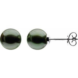 14K Palladium White 10 mm Tahitian Cultured Pearl Earrings