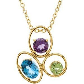 Swiss Blue Topaz, Amethyst & Peridot Pendant