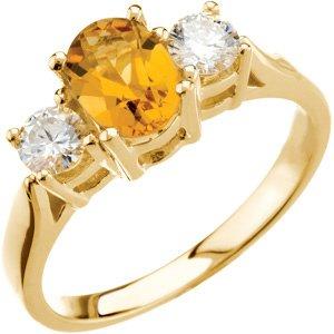 Citrine & 3/8 CTW Diamond Ring