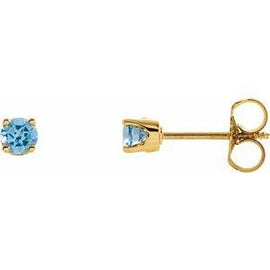 3 mm Round Blue Sapphire Youth Birthstone Earrings