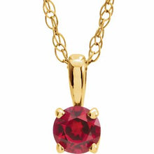 Load image into Gallery viewer, 14K Yellow 3 mm Natural Ruby Youth Solitaire 14&quot; Necklace
