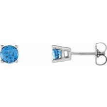 Load image into Gallery viewer, 4 mm Round White Topaz Friction Post Stud Earrings
