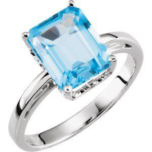 Swiss Blue Topaz Scroll Setting® Ring