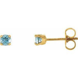 3 mm Round Blue Sapphire Youth Birthstone Earrings