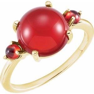 Carnelian & Mozambique Garnet Three-Stone Ring