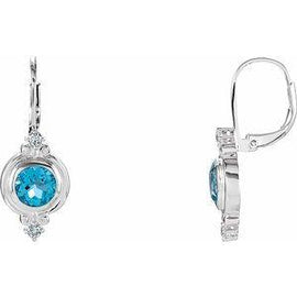Swiss Blue Topaz & Cubic Zirconia Leverback Earrings