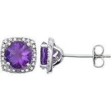 Load image into Gallery viewer, Amethyst &amp; .015 CTW Diamond Earrings
