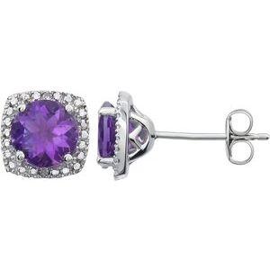 Amethyst & .015 CTW Diamond Earrings