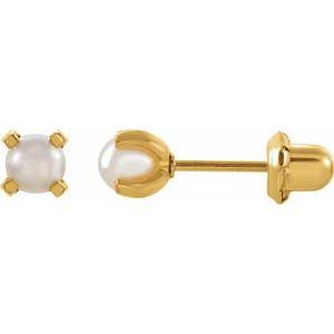 24K Gold-Washed Imitation Pearl Piercing Earrings