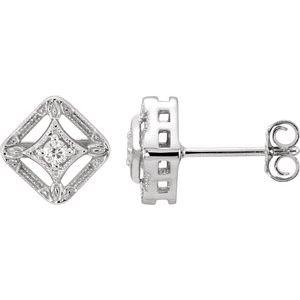 .075 CTW Diamond Filigree Earrings