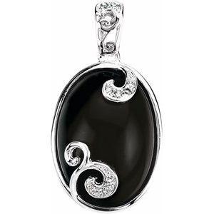 Onyx & .05 CTW Diamond Pendant