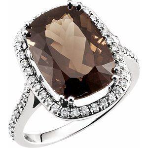 Smoky Quartz & 1/2 CTW Diamond Ring