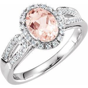 Morganite & 1/5 CTW Diamond Ring