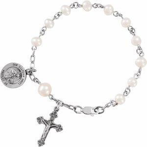 Freshwater Cultured Pearl Our Guardian Angel Rosary 6