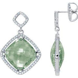 Green Quartz & 5/8 CTW Diamond Earrings
