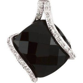 Onyx & 1/10 CTW Diamond Freeform Pendant