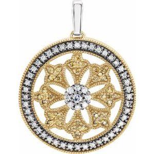 1/2 CTW Diamond Ferris Wheel Pendant with Rhodium Plating