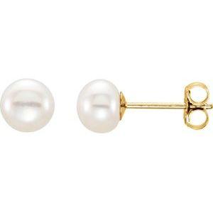 5-6 mm White Freshwater Cultured Pearl Earrings