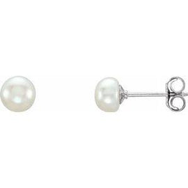 5-6 mm White Freshwater Cultured Pearl Earrings