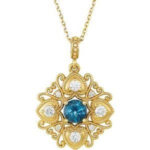 London Blue Topaz & 1/4 CTW Diamond 18