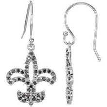 Load image into Gallery viewer, 1/2 CTW Black Diamond Fleur De Lis Earrings
